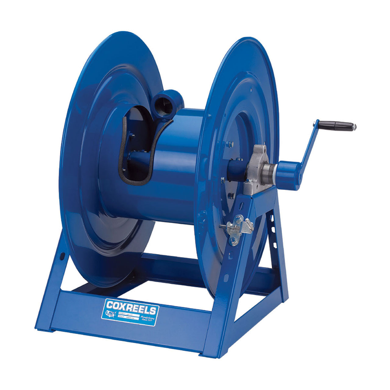 Coxreels 1185 Series Large Capacity Hand Crank Hose Reel - Reel Only - 1 1/2 in. x 100 ft. - 90 Deg