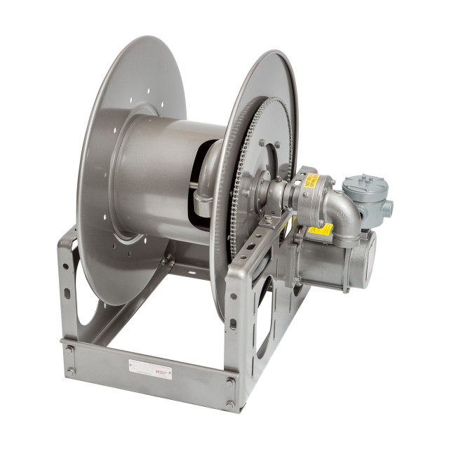 Hannay Reels V-1 1/2 in. Series Explosion Proof 12V Electric Rewind Aviation Reel, Reel Only, 1 1/2 in. x 100 ft., V-EPJ28-25-26
