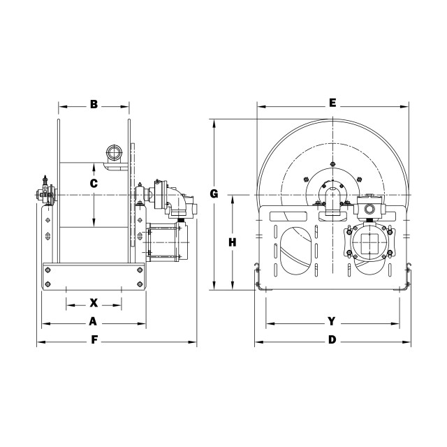 Hannay Reels V-1 1/2 in. Series Explosion Proof 12V Electric Rewind Aviation Reel, Reel Only, 1 1/2 in. x 100 ft., V-EPJ22-30-31 - Imagen 2